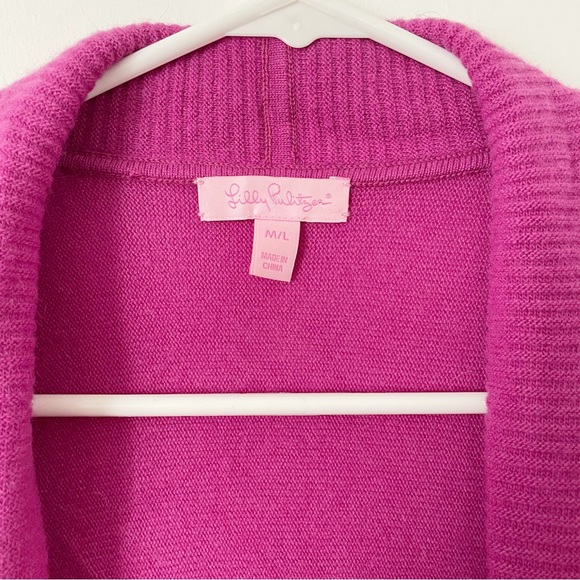 Lily Pulitzer Cabrina Open Front Pink Cardigan wool and cashmere blend size M/L - Picture 5 of 14